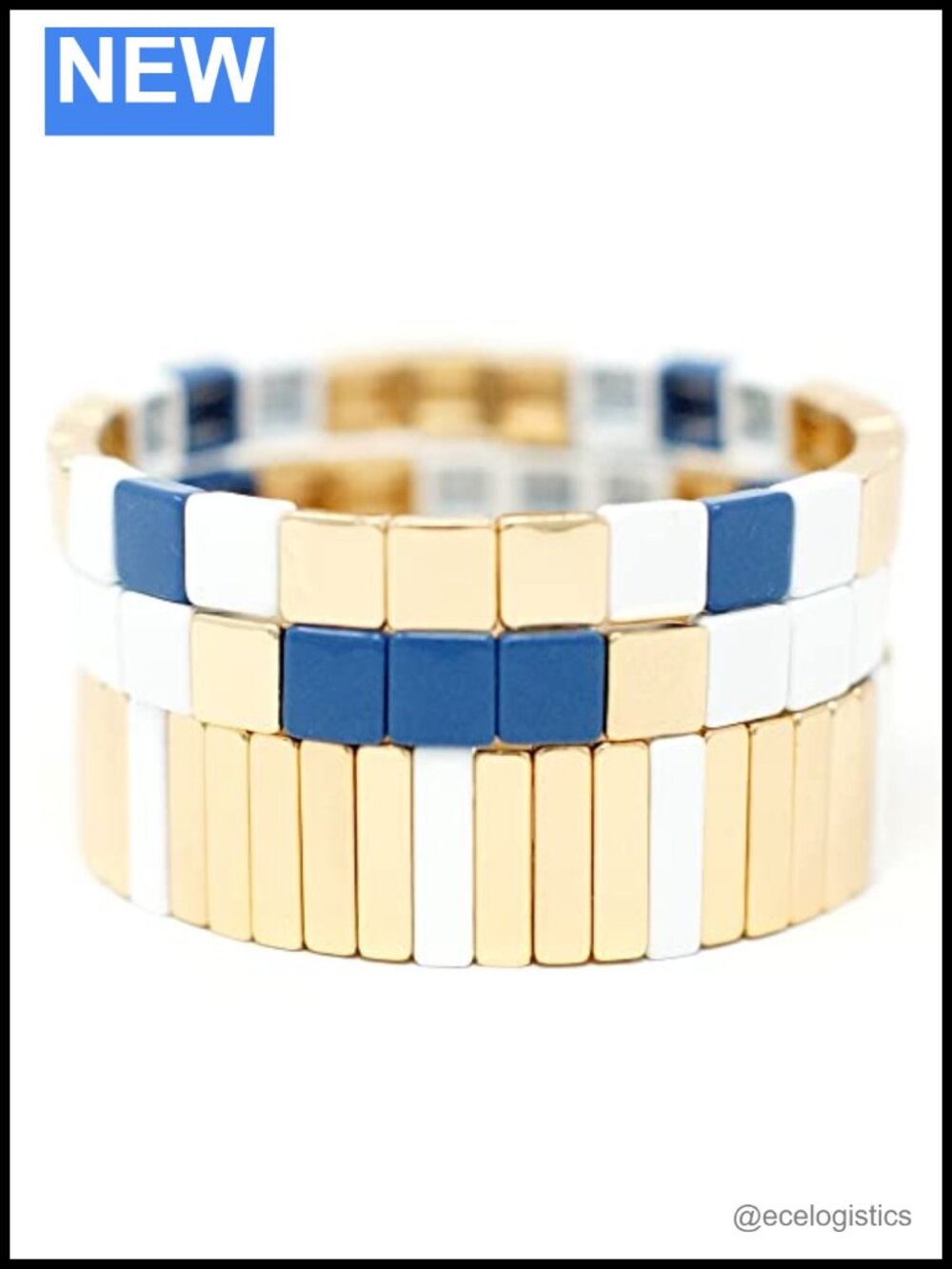 Gold Stackable Enamel Bangle Bracelets Elastic Stretch Women